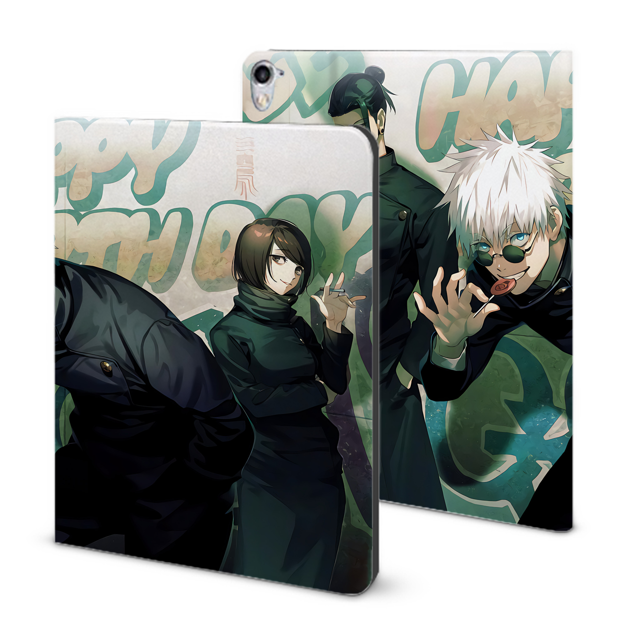 （画像用） 呪術廻戦 Jujutsu Kaisen IPad ケース ブック型 PUレザー TPU 耐衝撃 軽量 薄型 ペン収納なし 全面保護 IPad 各モデル対応